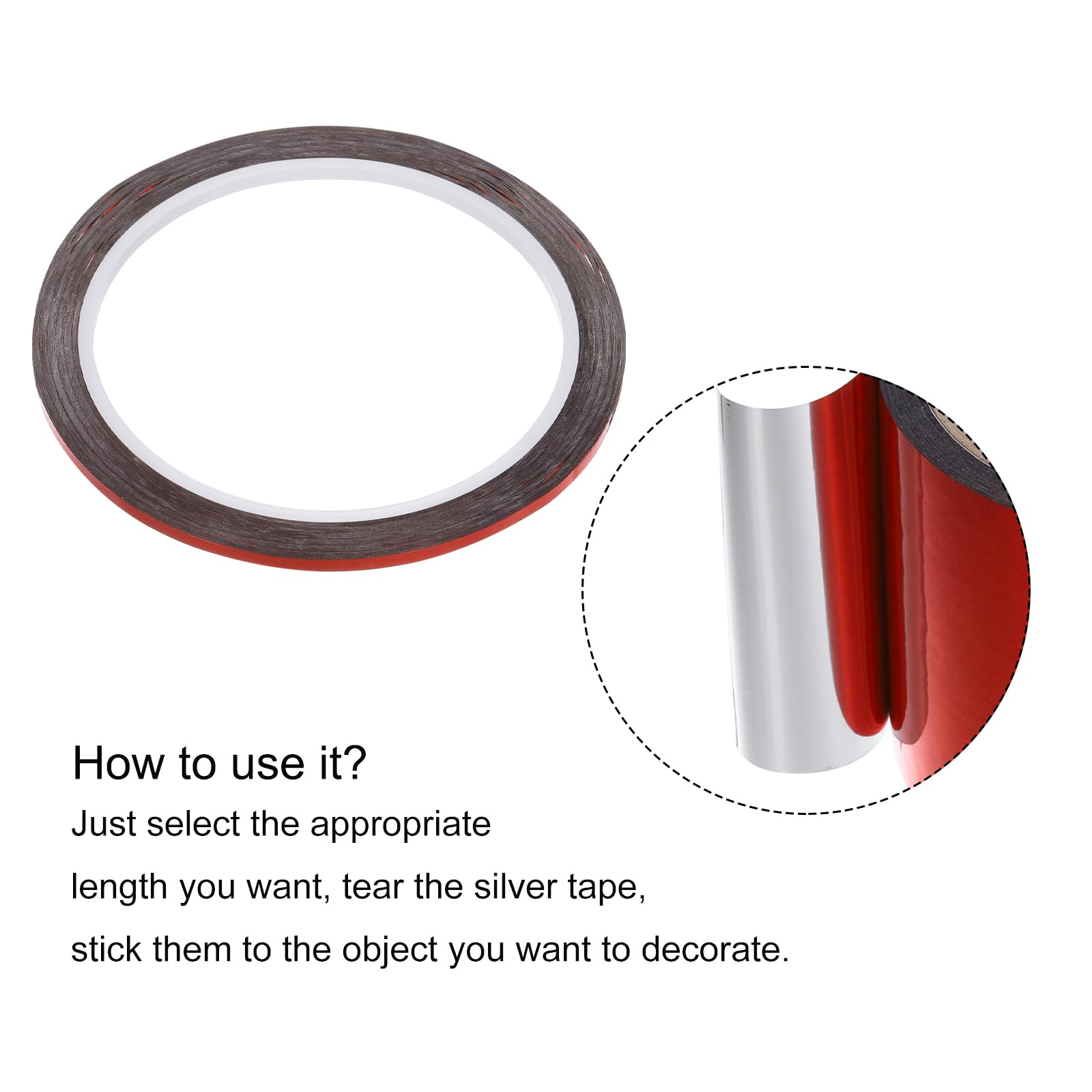 Premium MECCANIXITY Red Metalized Tape - 1/8 Inch x 55 Yards (3 Pack) - Decorative Adhesive Tape for Wall Detailing, Graphic Arts, DIY Crafts | Perfect for Home Decor, Scrapbooking & Automotive Accents