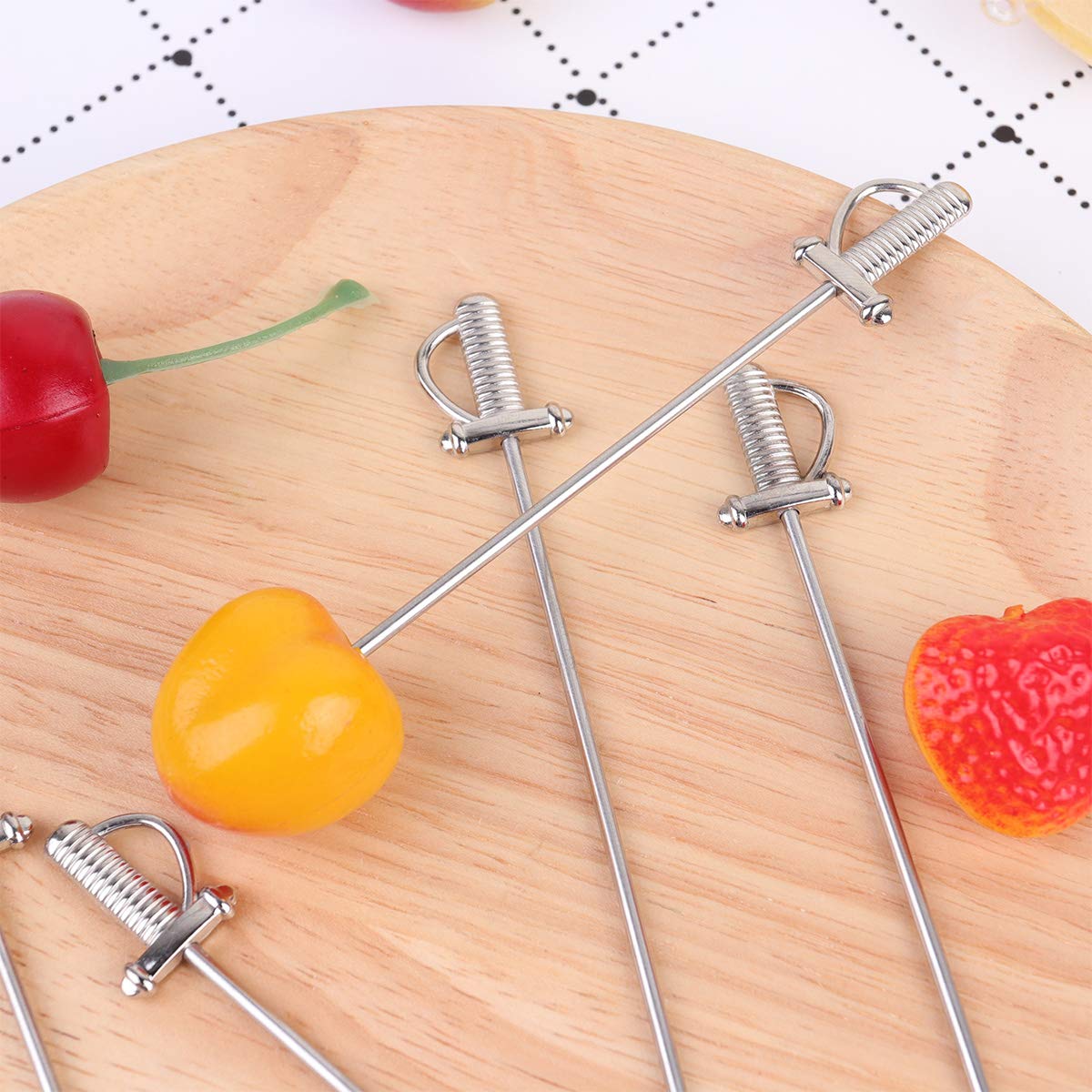 Reusable Stainless Steel Fruit Picks - 5pcs Cabilock Dessert Forks for Parties, Salads, Fruit Platters & Charcuterie Boards | Elegant Appetizer Serving Utensils