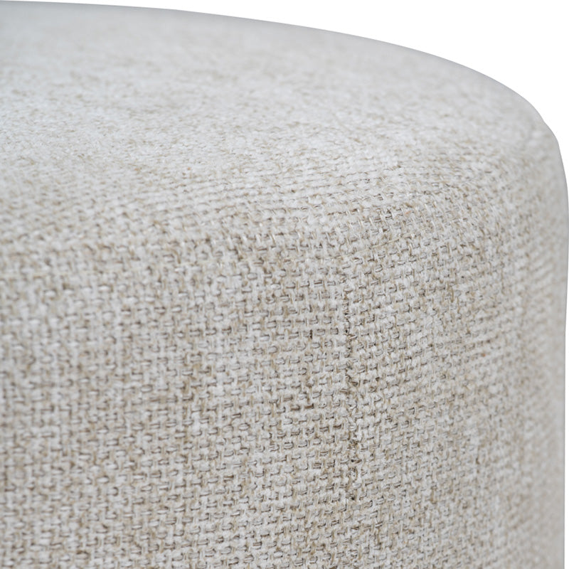 AURA Ottoman 37.5cm Beige & Walnut - Stylish Footrest & Storage Stool for Living Room, Bedroom, or Office