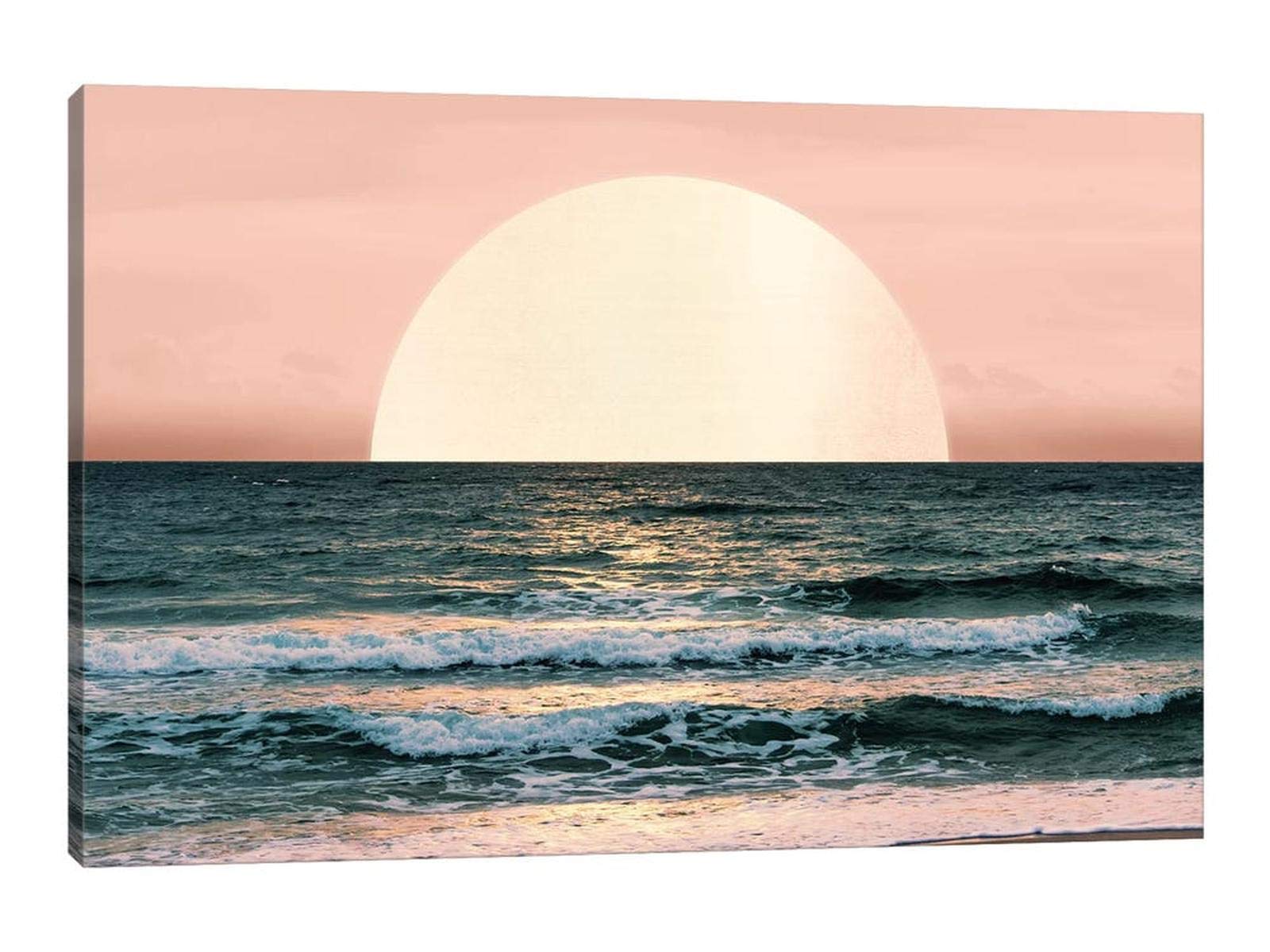 Beach Wall Art Canvas Print - Sunset Nature Bathroom & Living Room Decor - 32x48 Inches - Perfect for Coastal, Nautical & Beach Themed Home Decor