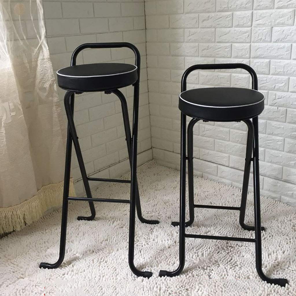 Portable Folding Bar Stool - Adjustable Height 65/75cm, Thick Padded Seat, 3 Color Options - Perfect for Kitchen Island, Home Bar, Dining Room & Small Spaces
