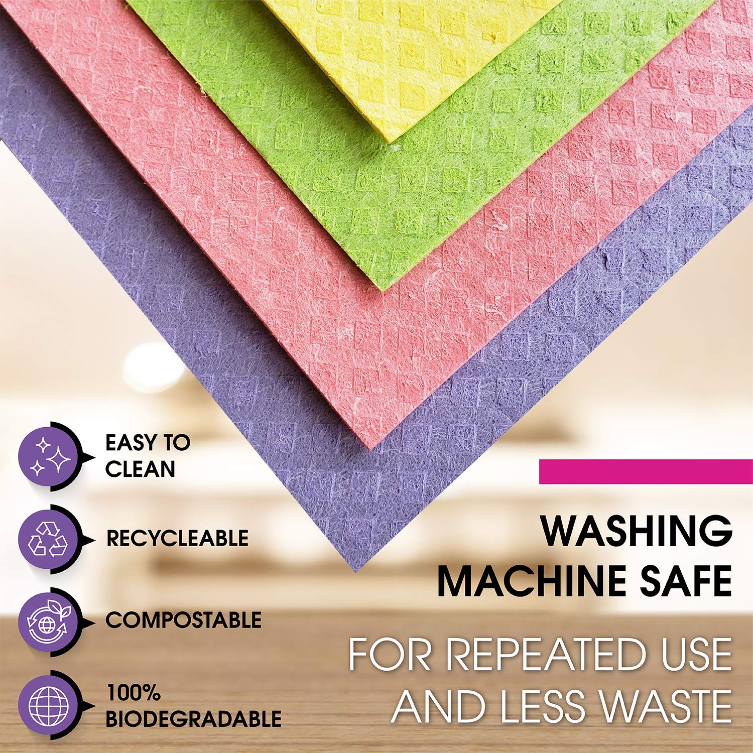 Eco-Friendly Swedish Dishcloths Set – Super Absorbent Reusable Kitchen Towels & Sponge Cloths for Washing Dishes, Cleaning Countertops – Perfect for Sustainable Home & Commercial Kitchens