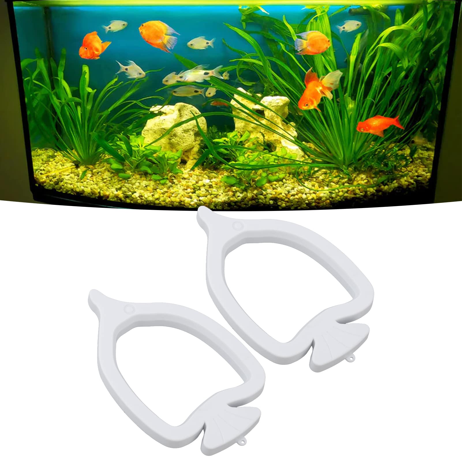 2Pcs Fish Food Feeding Rings - Detachable Floating Fish Shape Design with Suction Cup for Flakes & Floating Fish Food | Perfect for Aquariums, Fish Tanks & Pond Feeding