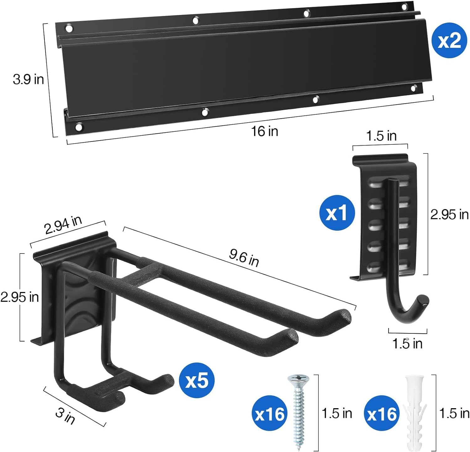 DxJ Heavy Duty Snowboard & Ski Wall Mount Rack - 10 Pair Garage Storage Organizer, 300lbs Capacity, Q915 Steel, Black - Perfect for Home, Garage, and Sports Equipment Organization