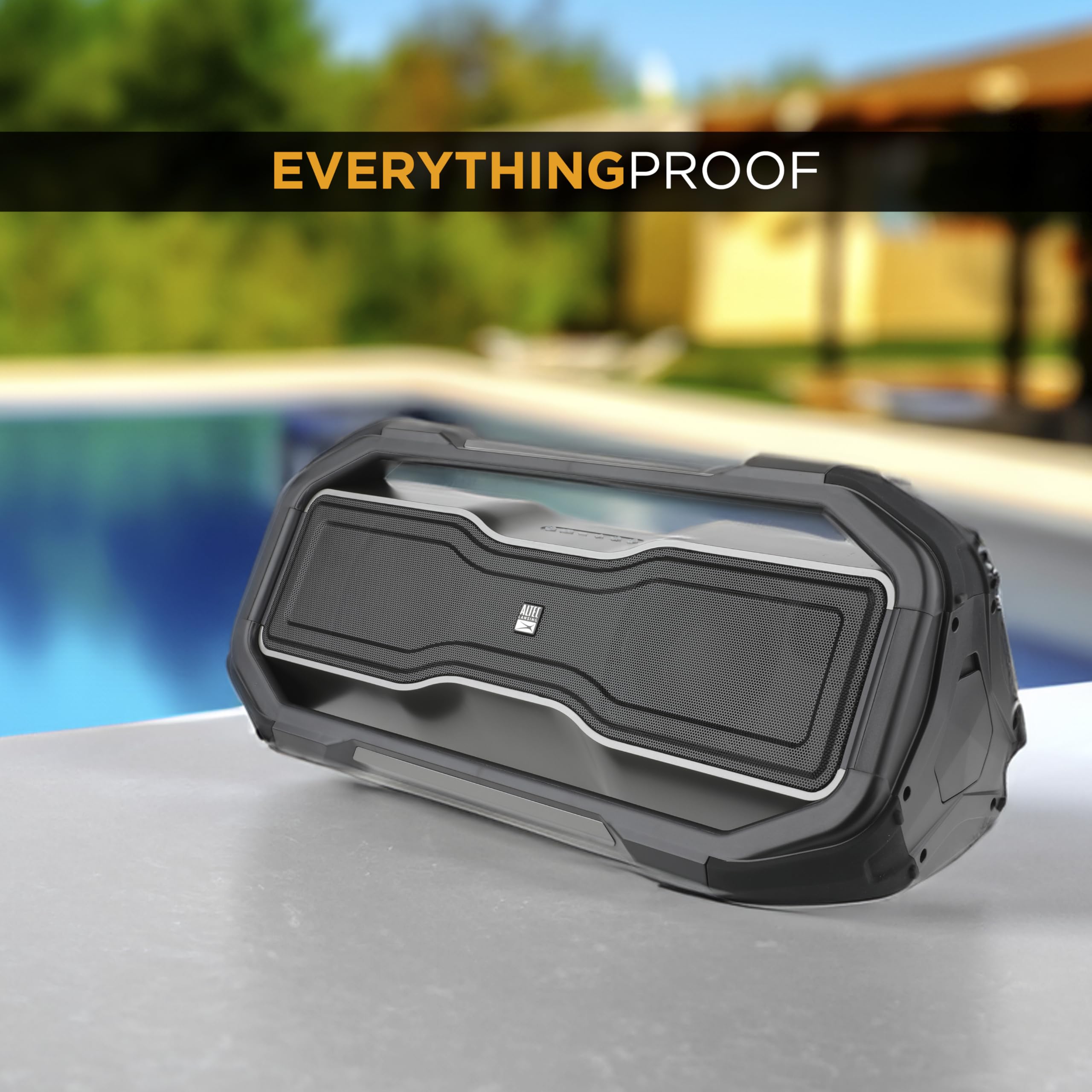 Altec Lansing ROCKBOX XL Wireless Bluetooth Speaker - Portable Waterproof Speaker with 20 Hours Playtime, 5 LED Light Modes, Floating Design for Pool Parties, Beach Outings & Outdoor Adventures