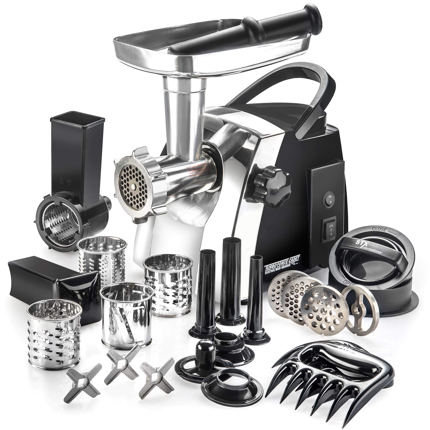 Turboforce Cadet 2000 Series Electric Meat Grinder - 6-in-1 Powerful Kitchen Appliance with Slicer, Shredder, Grater, Sausage Stuffer & Kubbe Maker - Includes 4 Grinding Plates - Perfect for Home Cooking, Meal Prep & Butchering