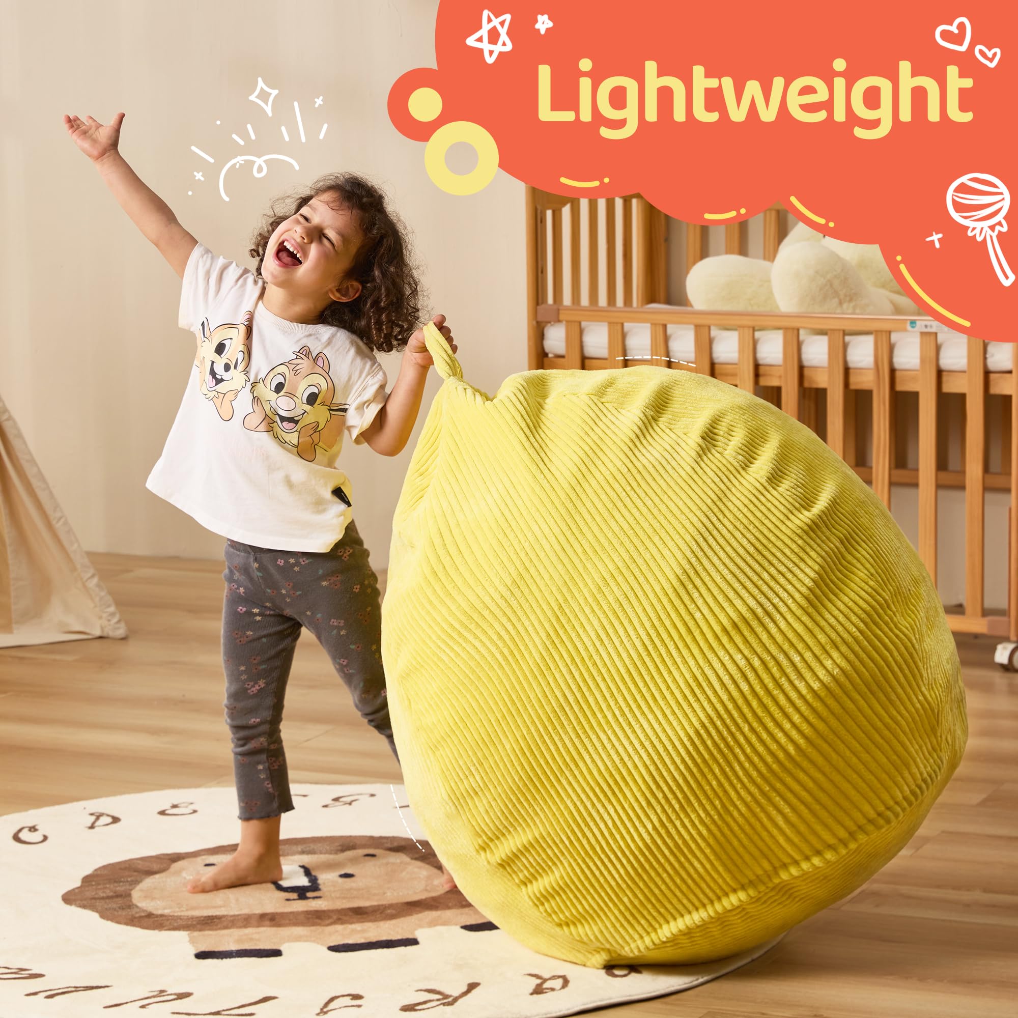 Teardrop Memory Foam Bean Bag Chair - Small Yellow Washable Cover for Living Room & Bedroom | Comfortable Lounge Seating for Teens, Dorm Room, Game Room, and Relaxation