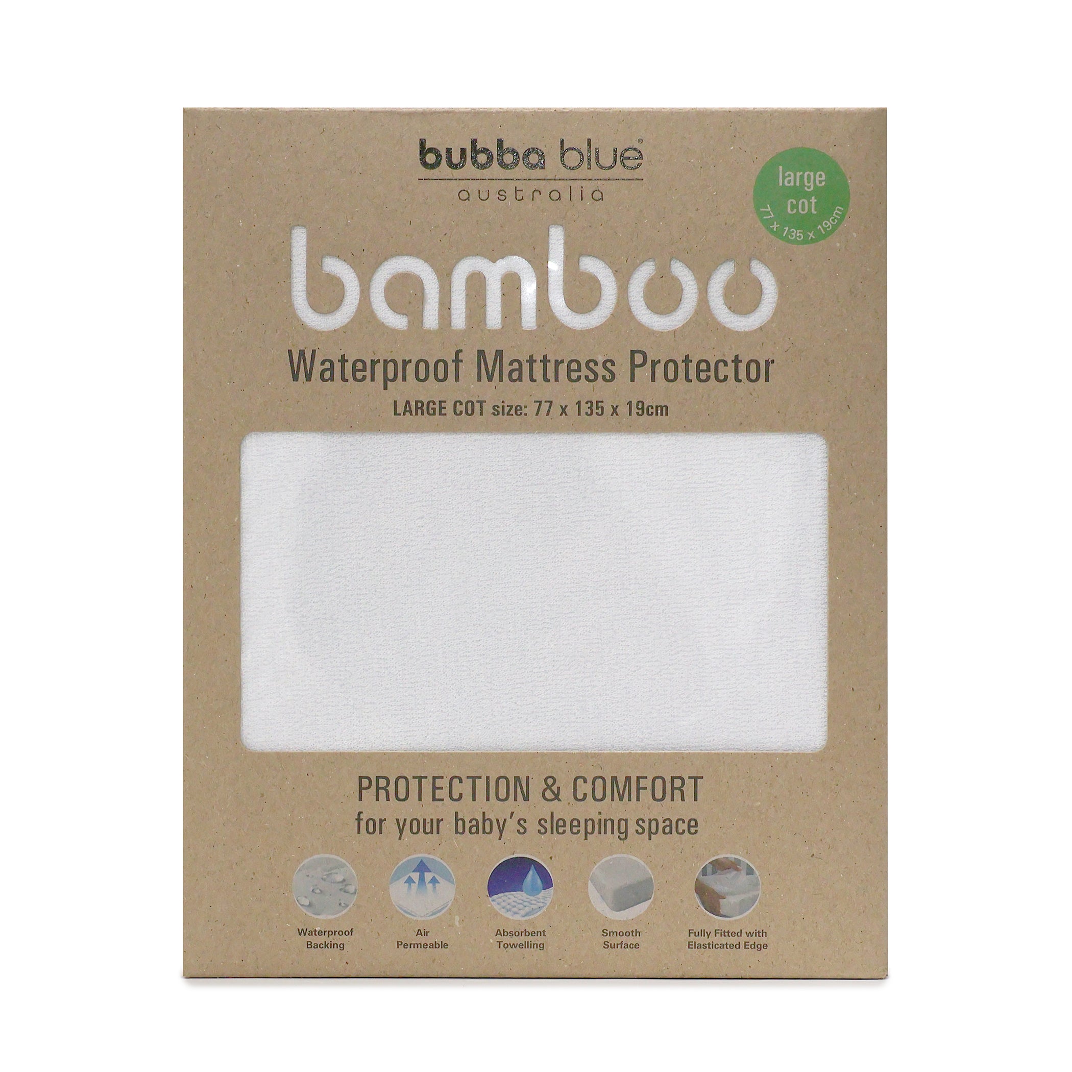 Premium Bamboo White Large Cot Waterproof Mattress Protector - Breathable & Hypoallergenic for Baby's Comfort - Perfect for Cribs, Daycare & Travel Use
