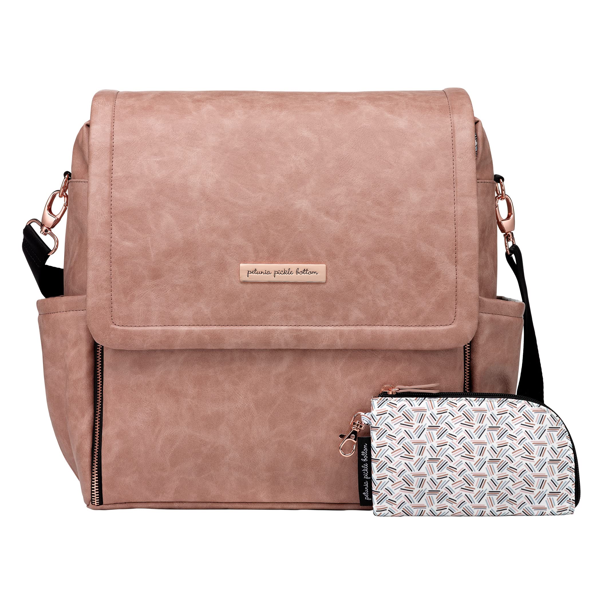 Petunia Pickle Bottom Boxy Backpack Diaper Bag - Stylish Spacious Baby Bag for On-The-Go Moms - Dusty Rose Leatherette - Perfect for Travel, Daycare & Everyday Use