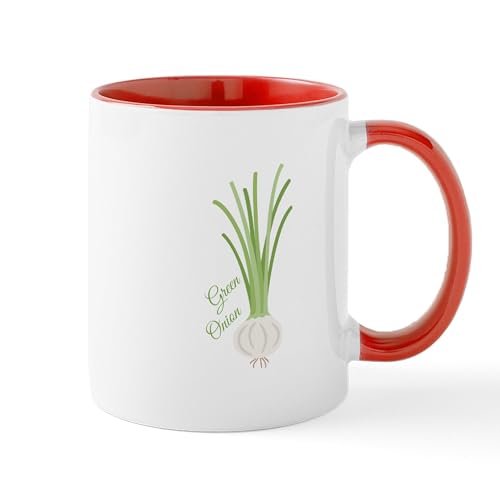 White/Red Inside - Green Onions Mugs