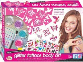 Glitter Tattoos Kit for Kids & Adults - Temporary Body Art Stickers with 20 Vibrant Colors - Perfect for Parties, Festivals, Halloween & Costume Events