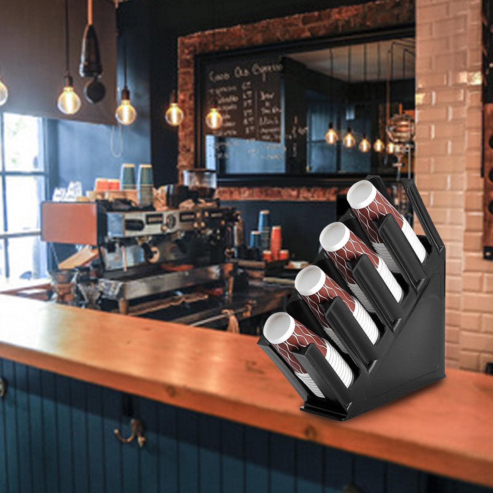 Astibym Black Countertop Cup Holder - Organizer for Coffee, Tea, and Milk Cups - Perfect for Coffee Shops, Cafes, and Home Kitchens