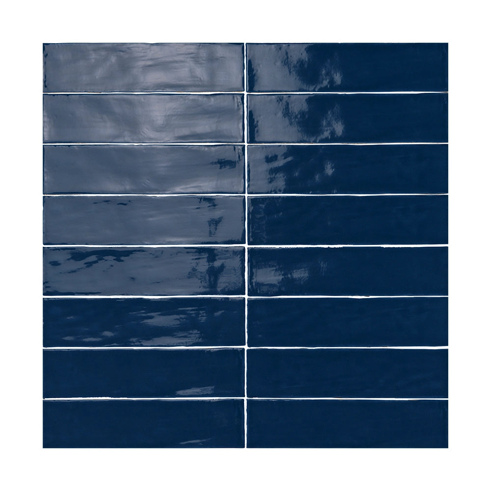 ModLine Ceramic Wall Tiles – 2x20 Inch Midnight Blue Glossy Subway Tiles for Kitchen Backsplash & Bathroom Renovation | Waterproof & Easy to Clean
