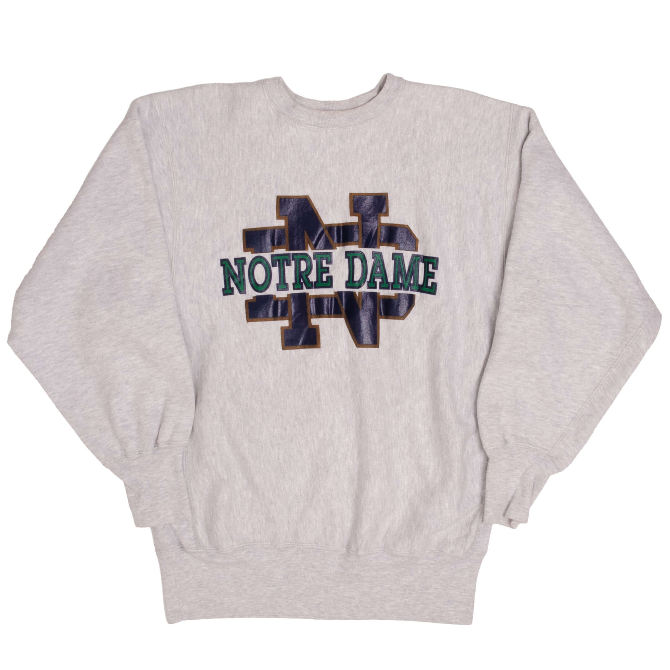 Vintage Champion Reverse Weave Notre Dame University Sweatshirt 1990s XL Made in USA - Retro College Style for Game Day & Casual Wear