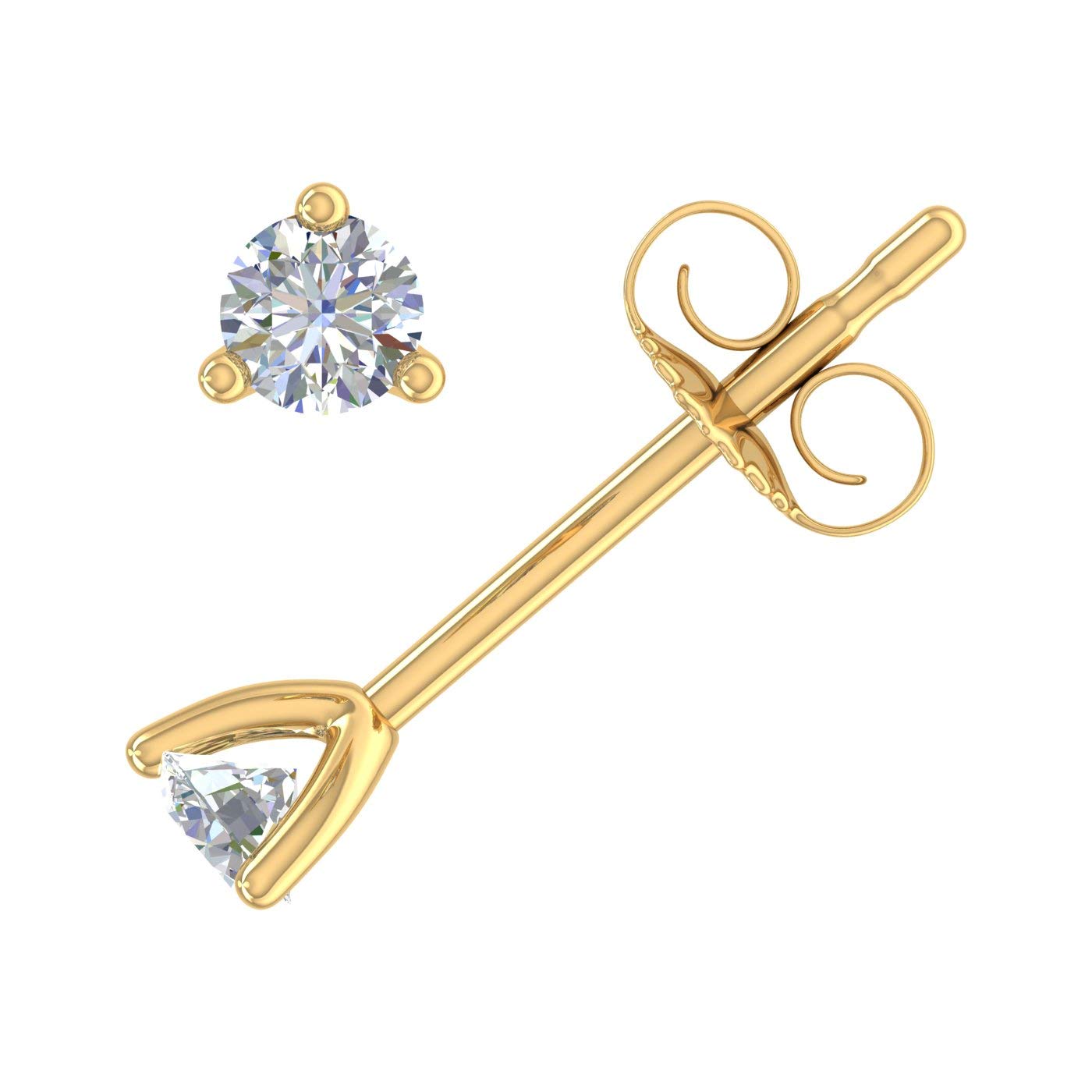 1/10 Carat 3-Prong Diamond Tiny Stud Earrings in 14K Gold - Elegant Minimalist Earrings for Women, Perfect for Everyday Wear, Work & Special Occasions