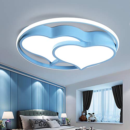 LITFAD Acrylic Heart LED Ceiling Light - Dimmable Modern Flush Mount Lamp for Kids Bedroom, Nursery, or Playroom - Remote Control & Stepless Dimming - Nordic Style Candy Blue - Perfect for Romantic Decor, Children's Rooms, and Cozy Spaces