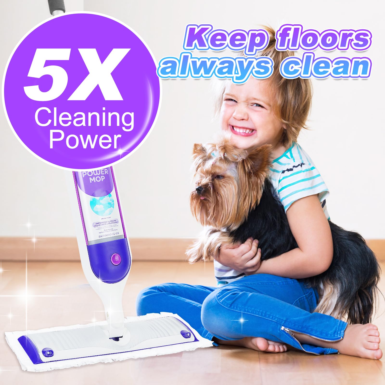 15-Pack Disposable Power Mop Refills for Swiffer PowerMop - Multi-Surface Floor Cleaning Pads for Wood, Tile & Hardwood Floors - Replacement Mop Pads for Quick & Easy Home Cleaning