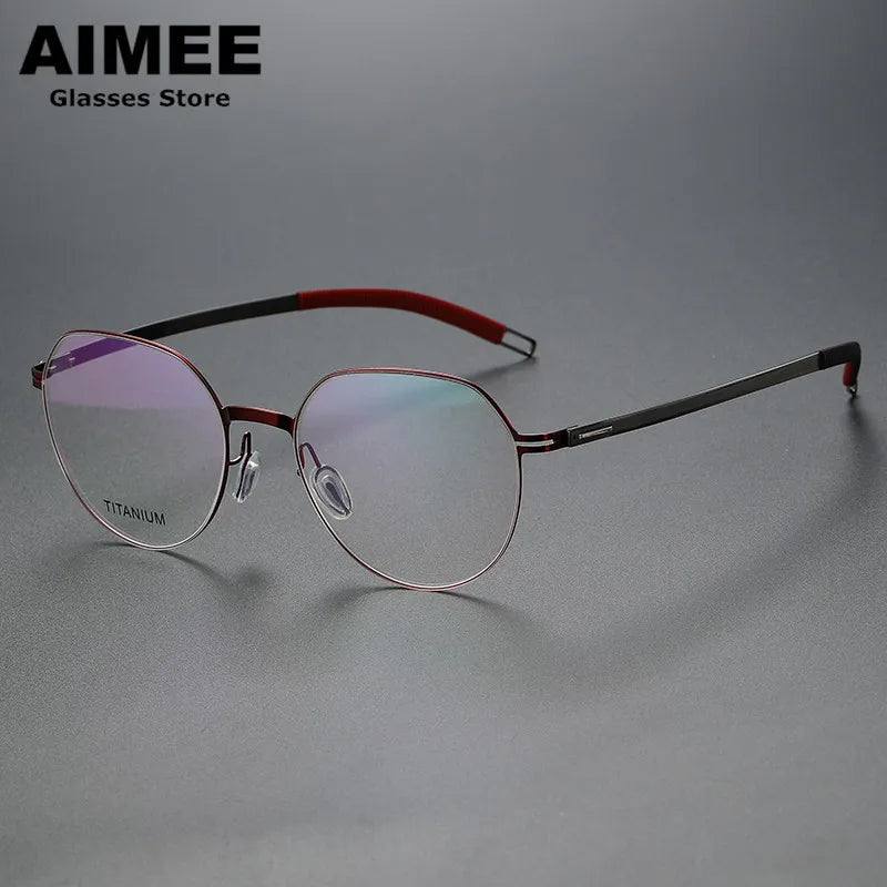 Aimee Women's Full Rim Oval Screwless Titanium Eyeglasses Frame 44985 - Lightweight & Durable for Work, Reading & Fashion