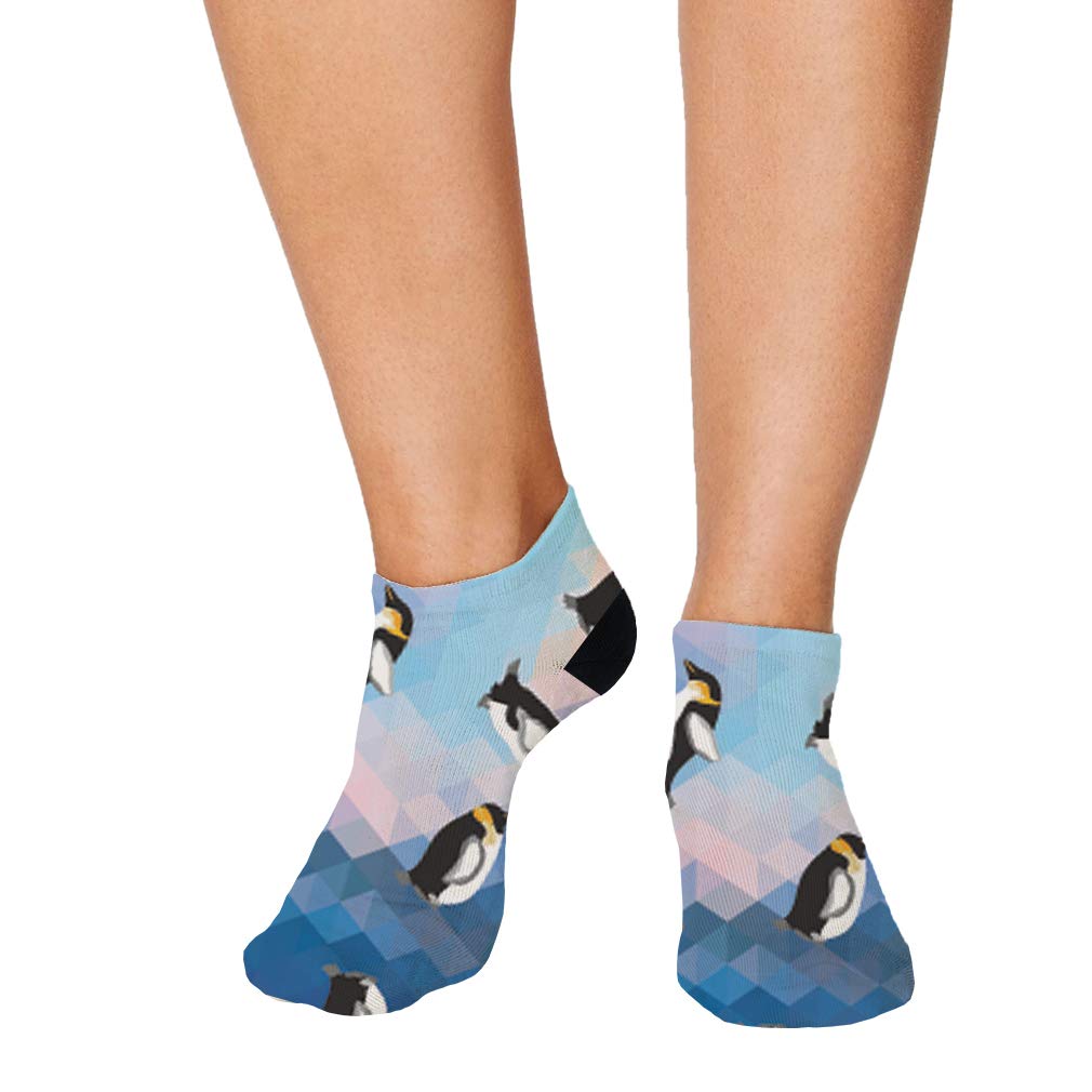 Speedy Pros No Show Socks - Cute Abstract Penguin Pattern Polyester Ankle Socks for Women & Men - Breathable Comfort Fit - Perfect for Sneakers, Loafers & Casual Shoes