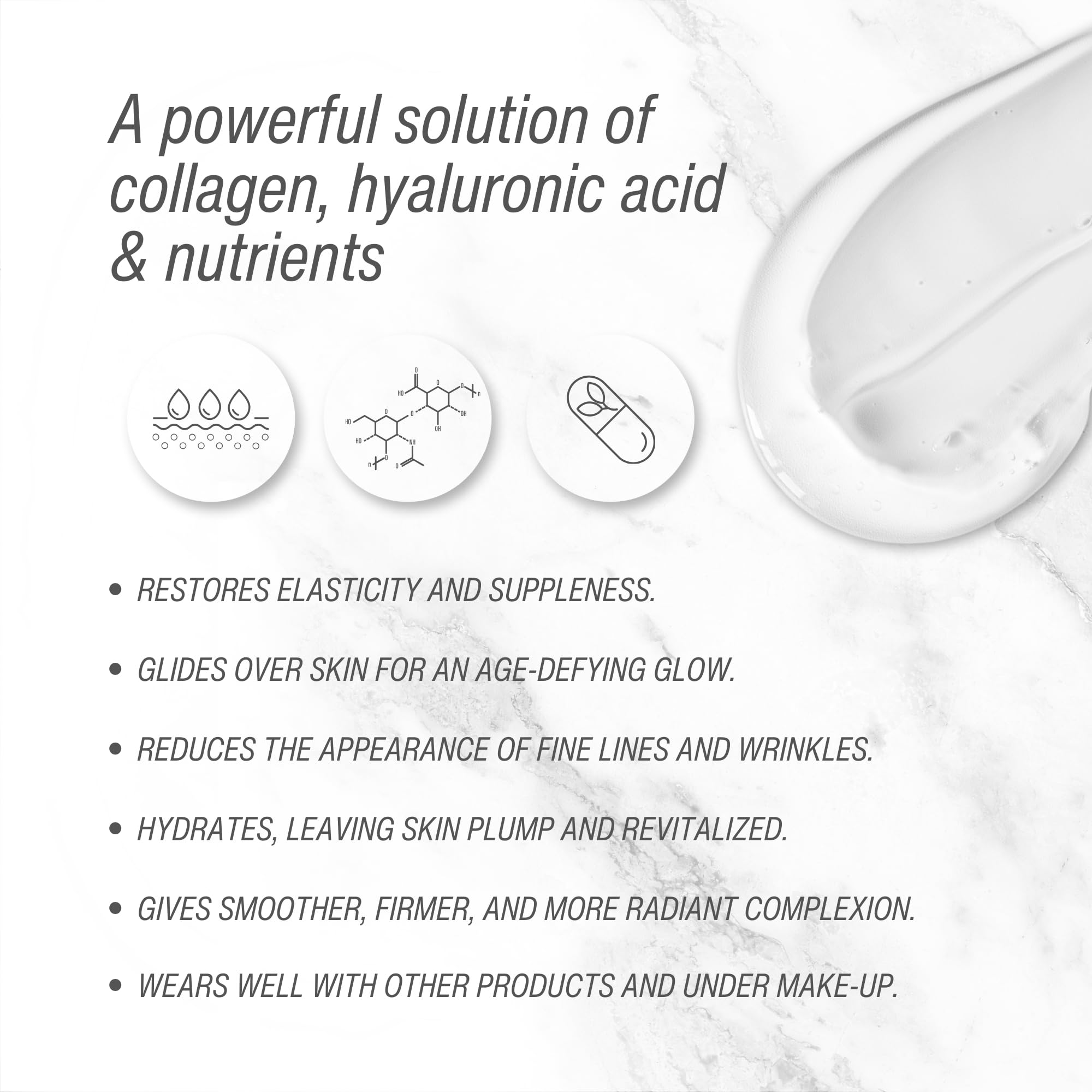 Collagen Hydrating Serum for Face - 8 oz Natural Anti-Aging Facial Serum with Hyaluronic Acid | Day & Night Moisturizing Treatment for Dry Skin, Wrinkles & Fine Lines