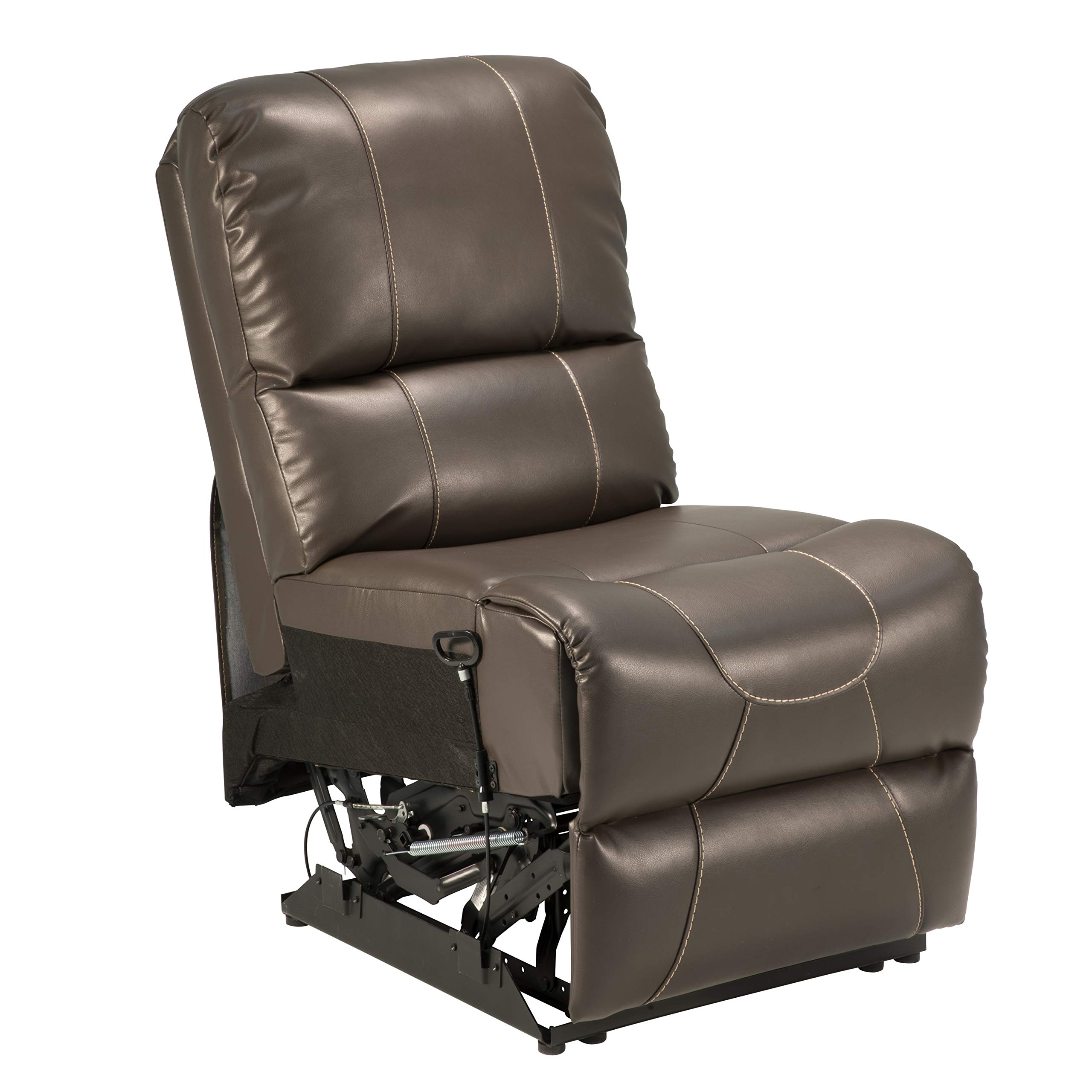 Thomas Payne Heritage Series Armless Recliner - Majestic Chocolate Brown Leather Living Room Chair for Relaxation & Home Theater Seating