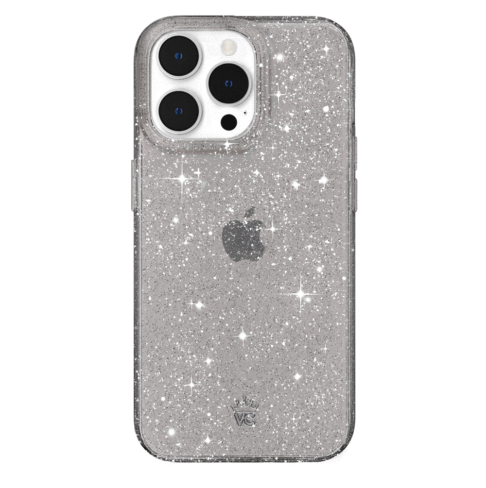 Sparkle Grey Stardust Glitter iPhone Case - Protective & Stylish Phone Cover for iPhone 13/14/15 Pro Max - Perfect for Parties, Events & Everyday Glam