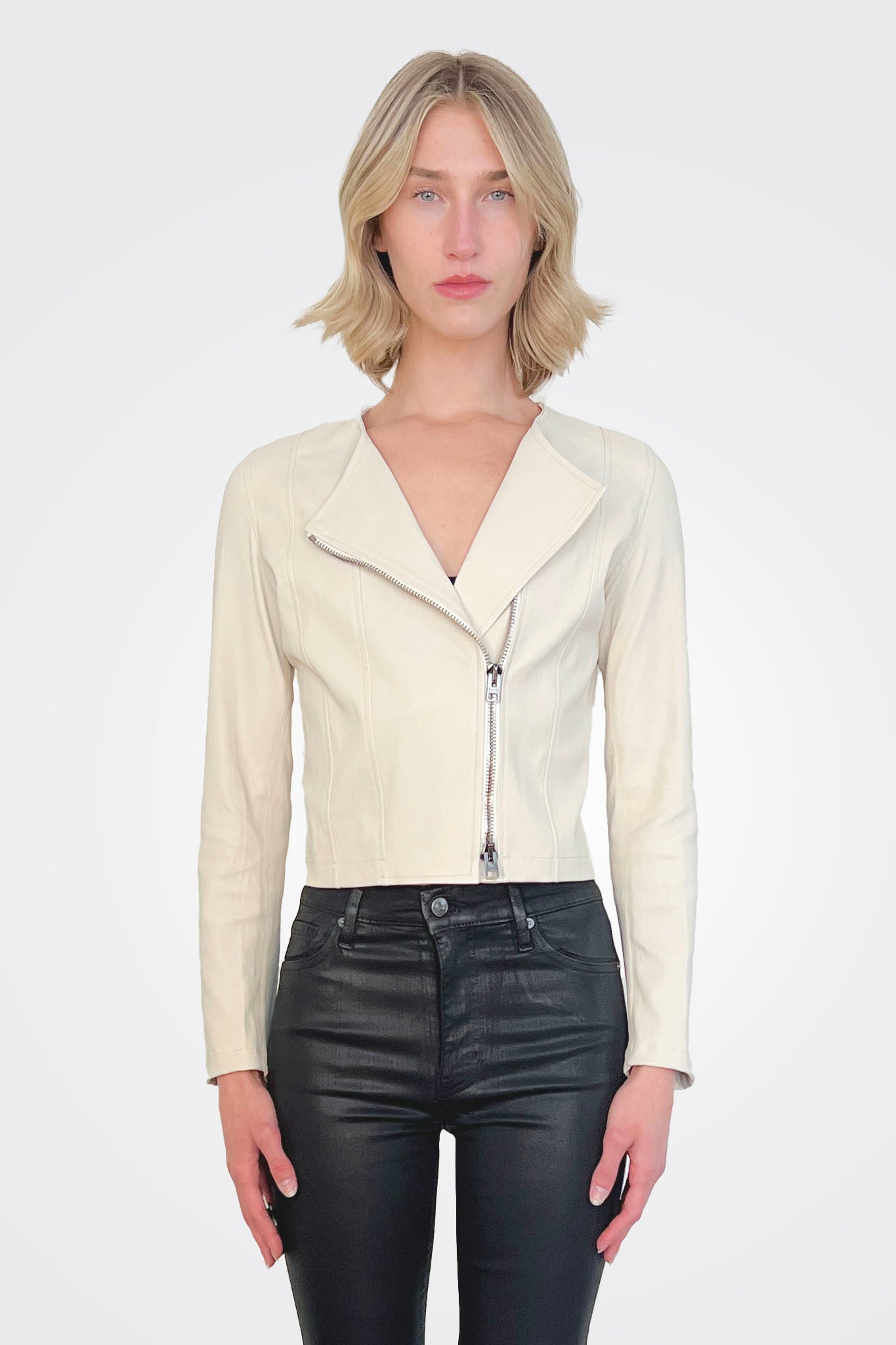 Anto Genuine Leather Jacket in Off-White | Stylish Men's & Women's Biker Jacket for Casual Wear & Night Out