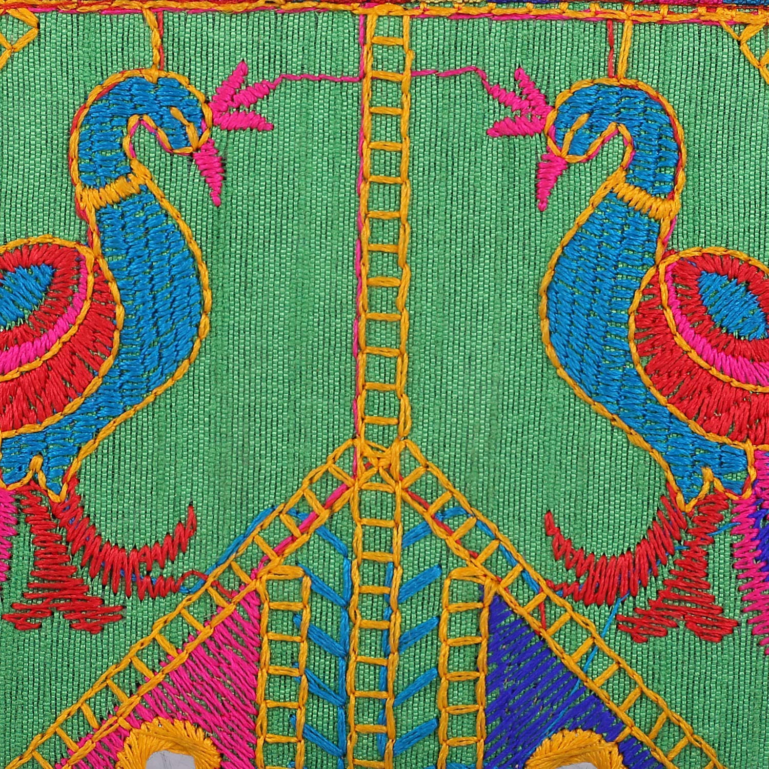 Elegant Women's Silk Clutch Handbag with Intricate Embroidery - Green Evening Purse for Weddings, Parties & Special Occasions