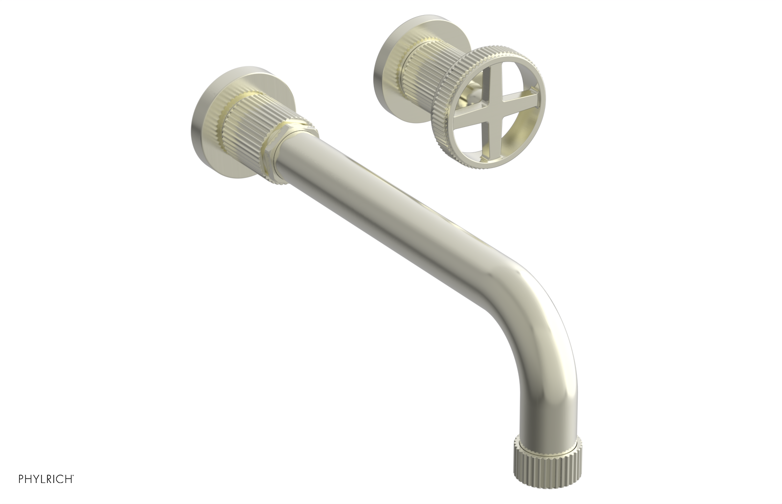 DUSTRIE Single Handle Wall Mounted Lavatory Faucet Set - 10 Inch Spout, Grooved Design, 370 15 10 - Perfect for Bathroom Sink, Powder Room & Guest Bath Installation
