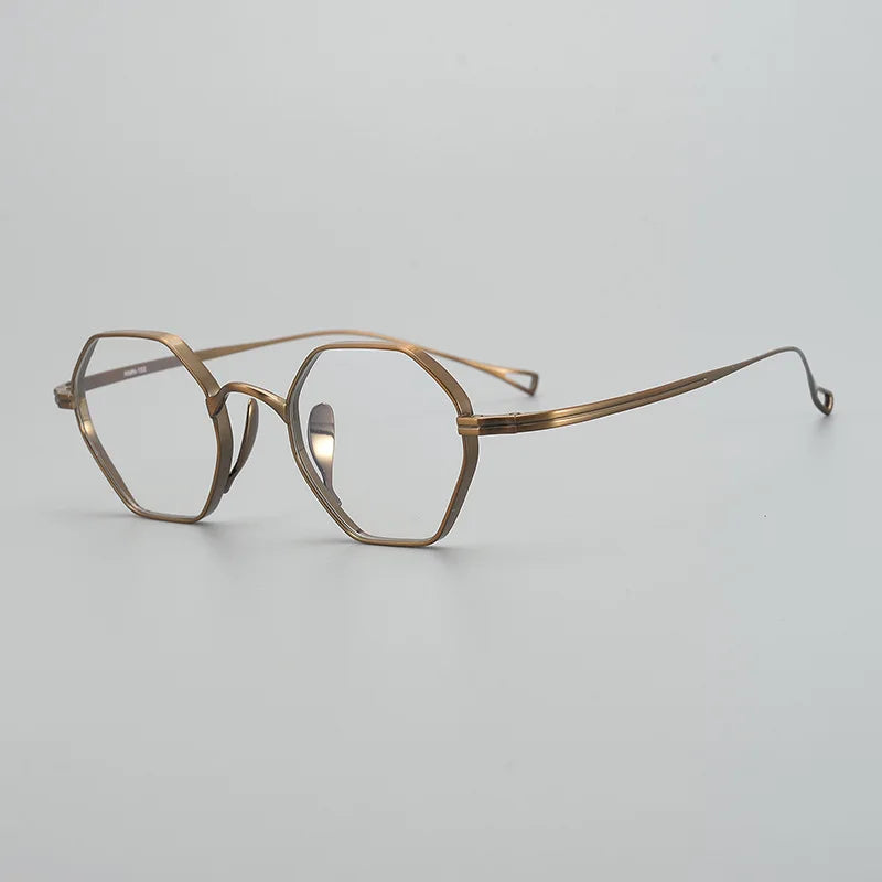 Unisex Black Flat Top Polygon Titanium Eyeglasses Frame - Lightweight Durable for Work, Reading & Fashion Accessories