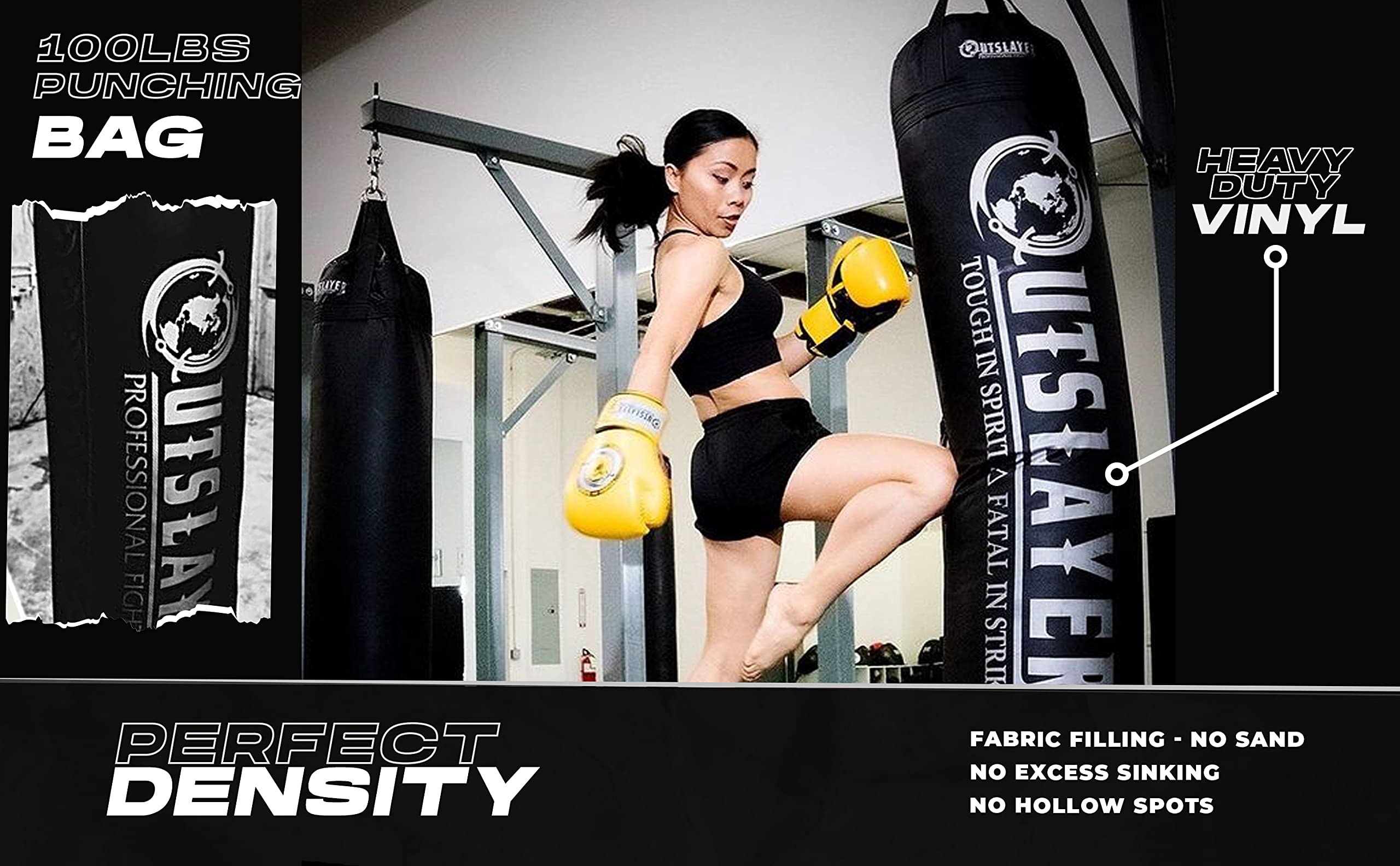 100 lbs Heavy Duty Filled Punching Bag for Boxing, Taekwondo, Kickboxing & MMA Training | Professional Martial Arts Kicking Bag | Made in USA | Perfect for Home Gym, Boxing Club & Martial Arts Studio Workouts