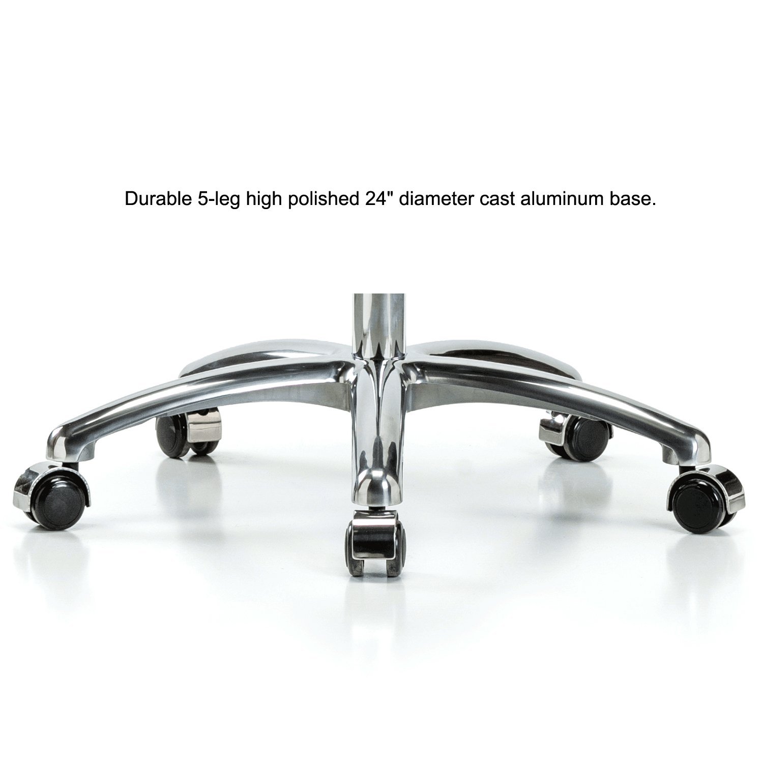 Ergonomic Perch Chrome Industrial Work Chair with Wheels - Adjustable Height for Hardwood & Tile Floors - Perfect for Standing Desks, Home Office & Workshop Use