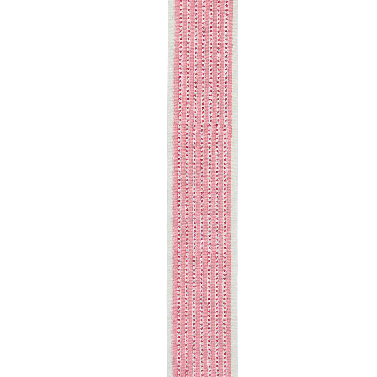 Stylish Pink Cotton Block Printed Embroidery Trim Stripe & Dot Fabric - Perfect for DIY Crafts, Home Decor, and Fashion Accessories