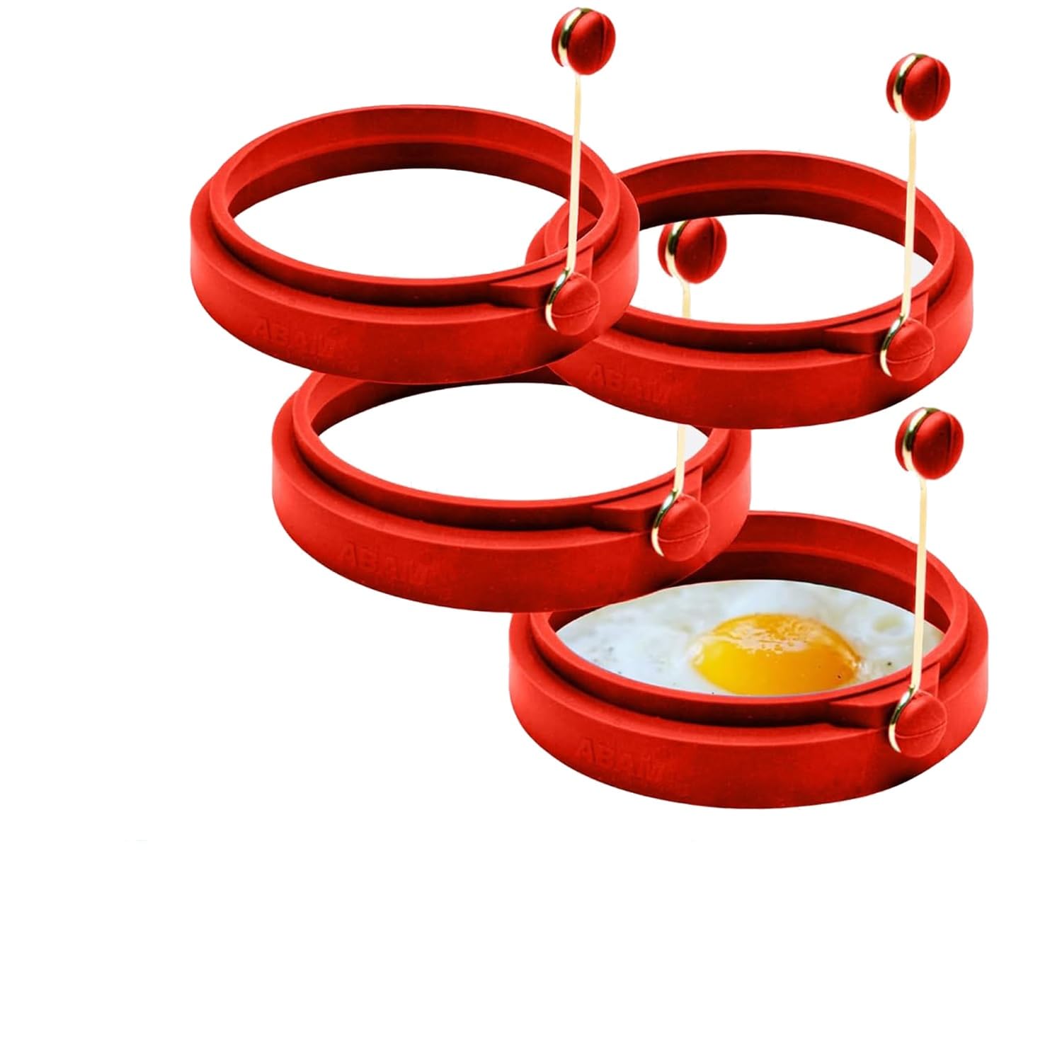 **4 Inch Nonstick Silicone Egg Ring - Blue Round Pancake Mold for Breakfast Sandwiches, Omelets, Burgers & More (Pack of 4) | Includes Free e-Book | Perfect for Home Cooking, Meal Prep & Camping**