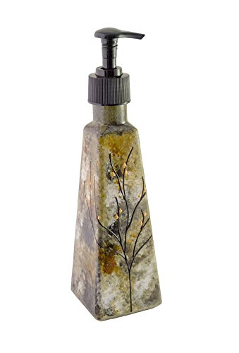 Hand Painted Sand and Water Creations Soap Dispenser - Amber Brown | Rustic Bathroom Decor, Farmhouse Sink Accessory, Kitchen Soap Pump for Home & Office