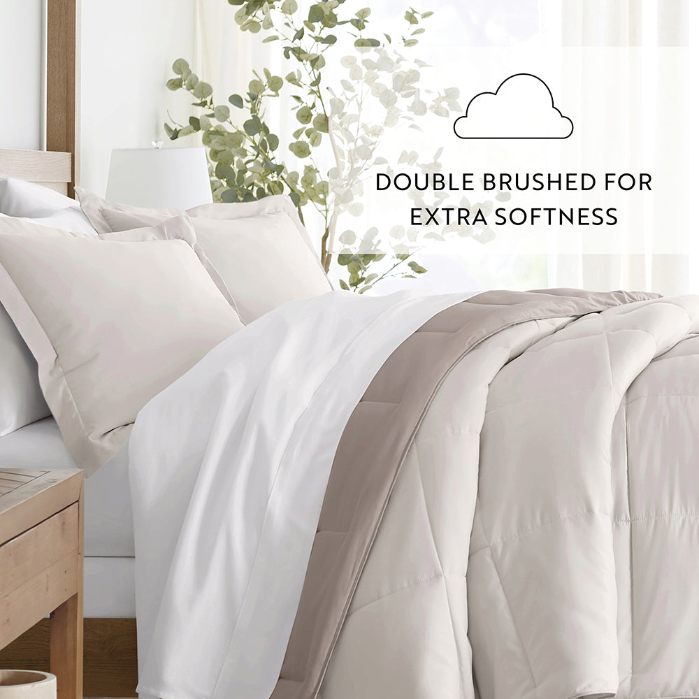 Reversible Down Alternative Comforter Set - Ultra Soft All Season Bedding - Perfect for Master Bedroom, Guest Room & Dorm Room