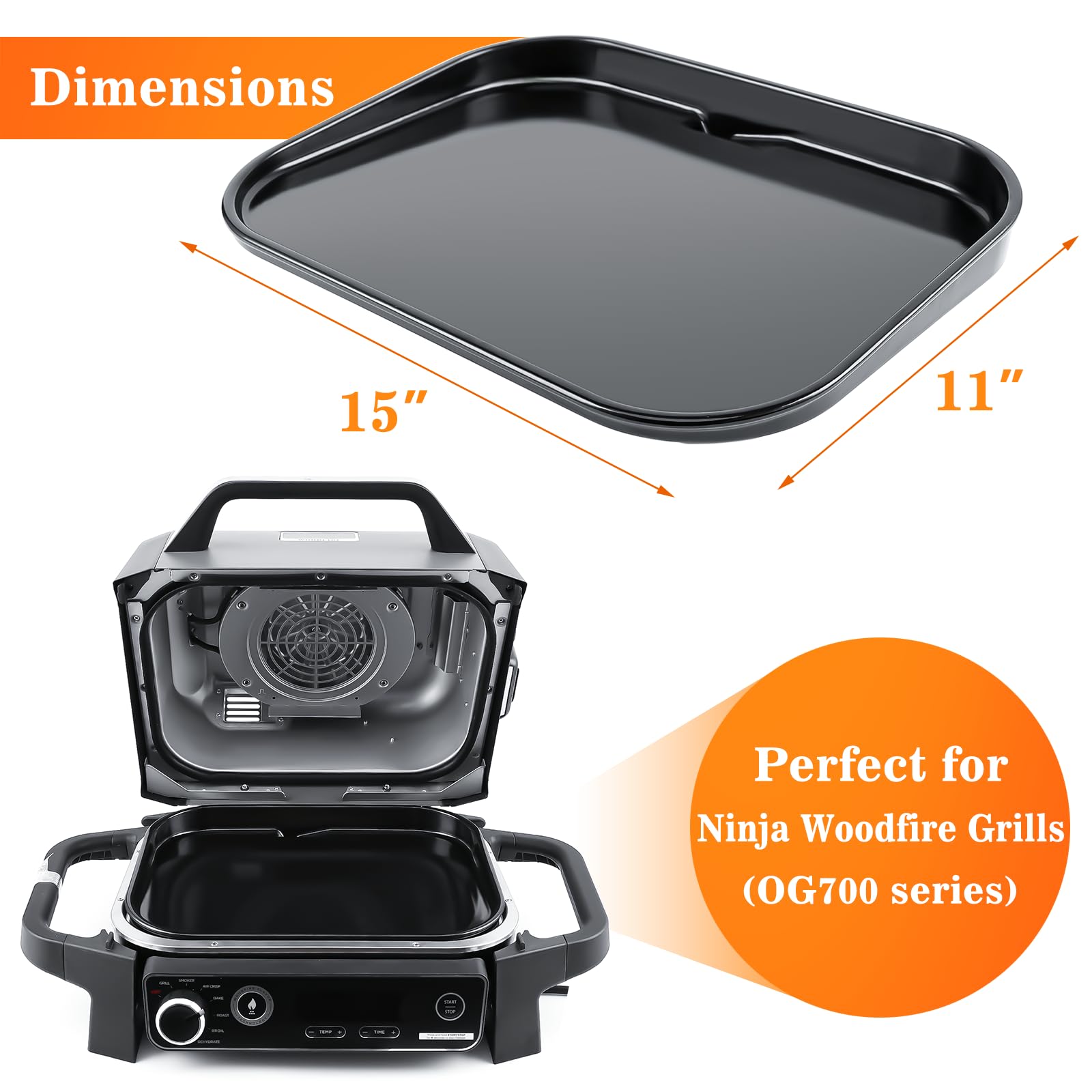 GRISUN Cast Iron Griddle Plate for Ninja Woodfire OG700 & OG701 Series - Outdoor Flat Top Grill Pan with Oil Hole - Perfect for Camping, Backyard BBQs, and Outdoor Cooking Accessories
