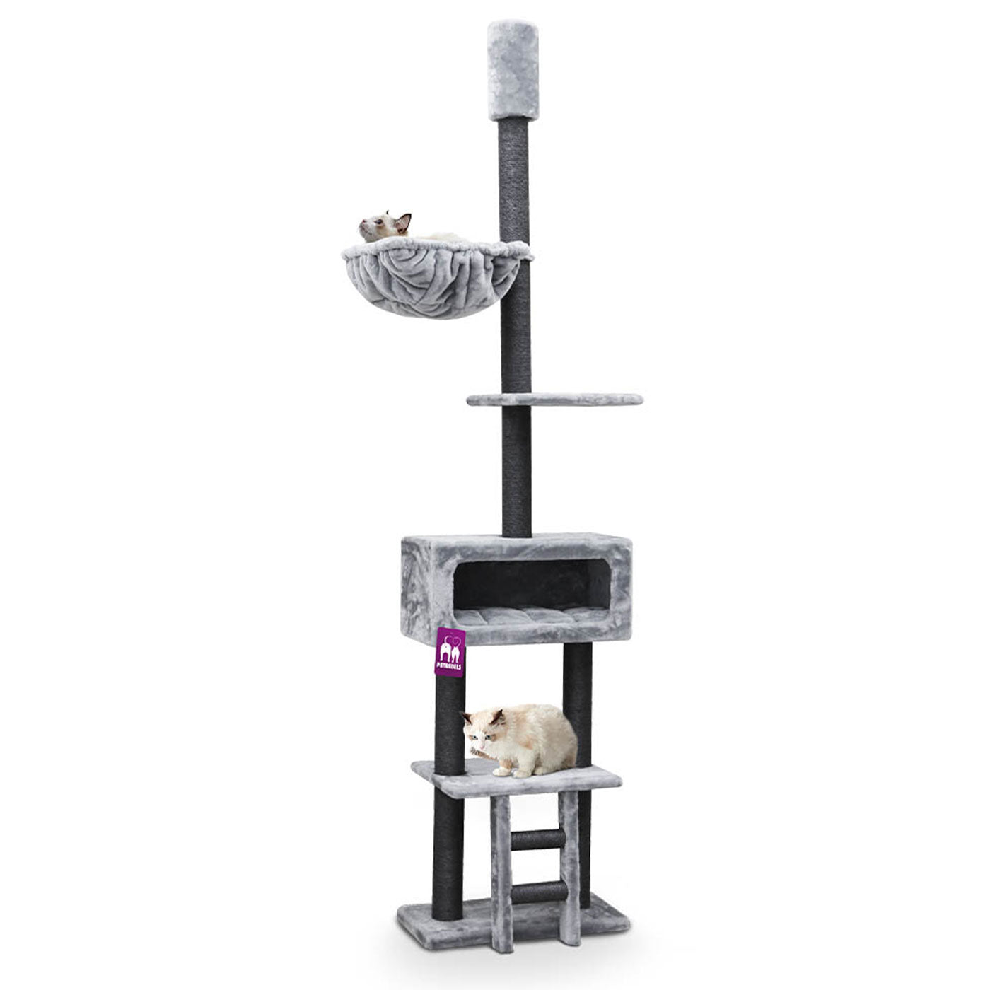 Premium 260cm Cat Tree for Large Cats - Kings & Queens Diana Model - Multi-Level Climbing Tower with Scratching Posts & Cozy Perches - Perfect for Indoor Play, Exercise & Relaxation