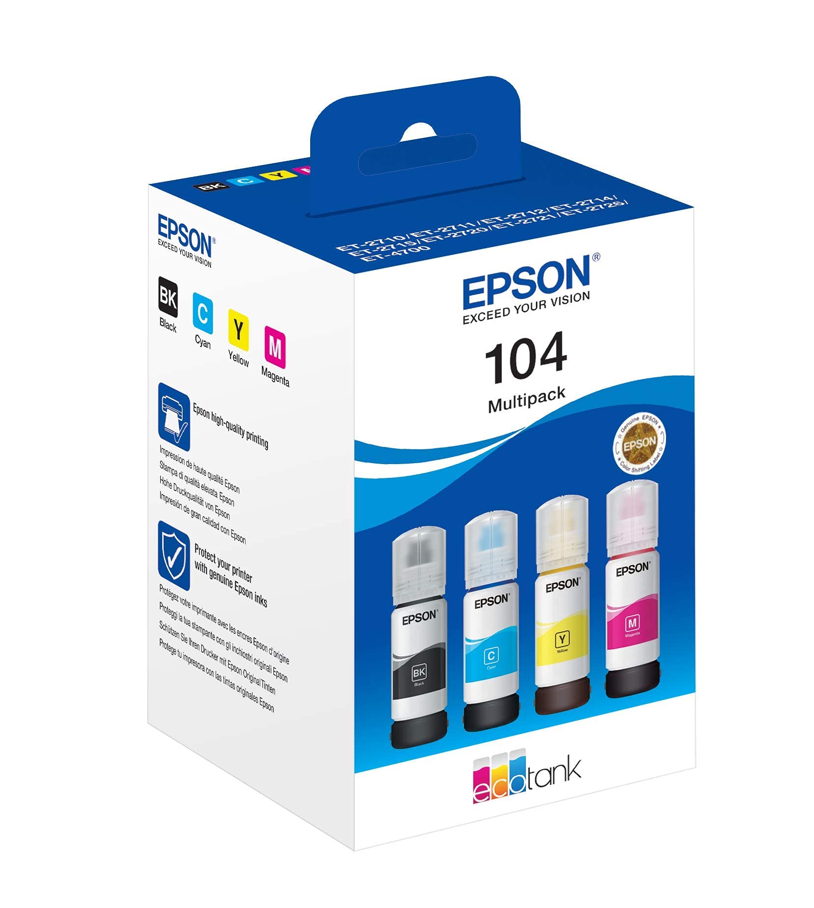Epson EcoTank ET-4800 Wireless All-in-One Printer with Print, Scan, Copy | High-Yield Ink Tank System | Includes Bonus Multipack Ink | Perfect for Home Office, School Projects & Small Business Printing Needs