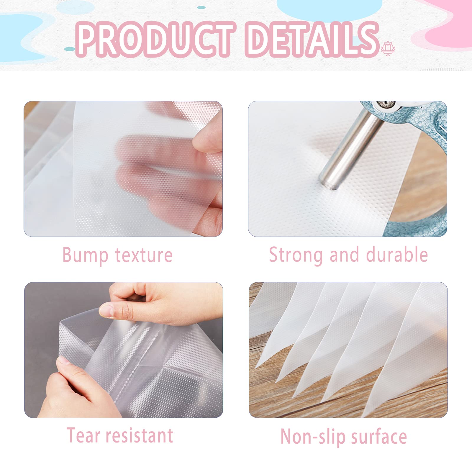 Disposable Piping Bags 14 Inch - 100 Pack Thickened Anti-Burst Pastry Bags for Cake Decorating, Cookie Frosting & Cream Icing | Non-Slip Design for Easy Baking & Dessert Making