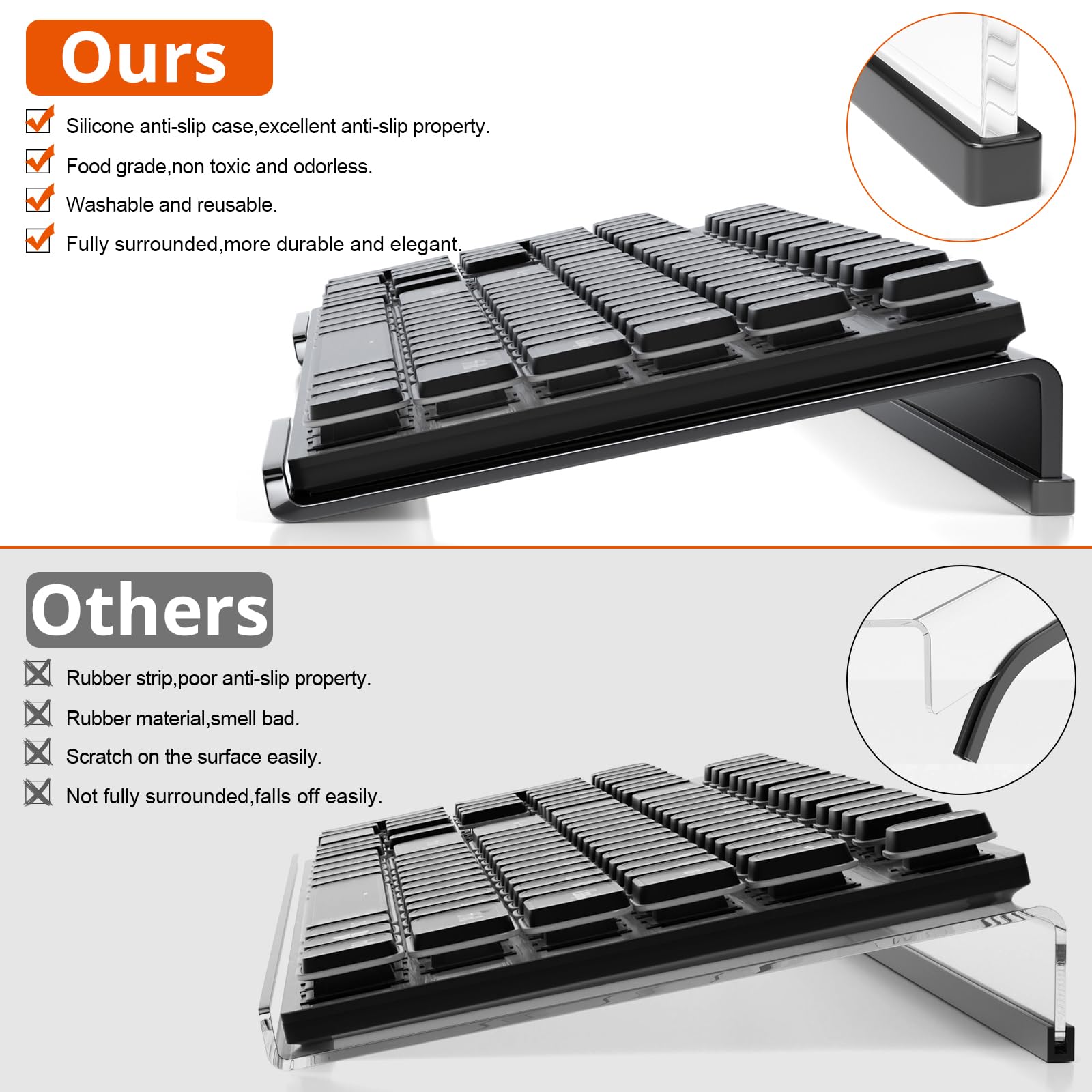 Ergonomic Keyboard Stand - Anti-Slip Tilt Riser for Office & Home