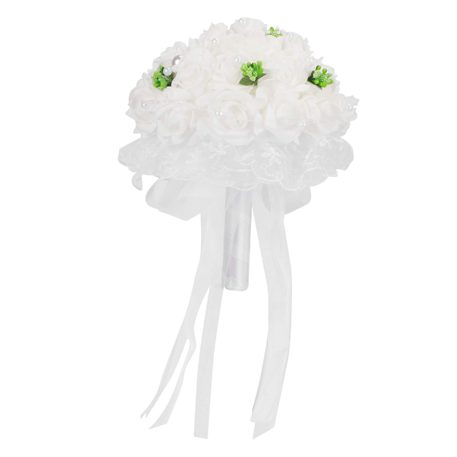 01 Odorless Artificial Wedding Bouquet - Large Bridal Bouquet for Wedding Ceremony, Bridal Shower & Reception - Perfect for Bridesmaids, Flower Girls and Wedding Decorations