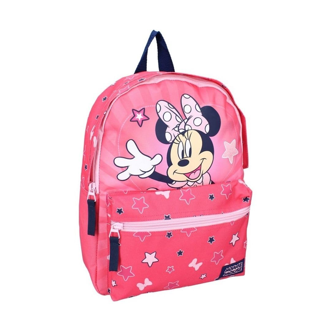 Minnie Mouse Pink Backpack for Girls - Adjustable Shoulder Straps, 31cm Size - Perfect for School, Kindergarten, Daycare - Great Gift Idea for Kids