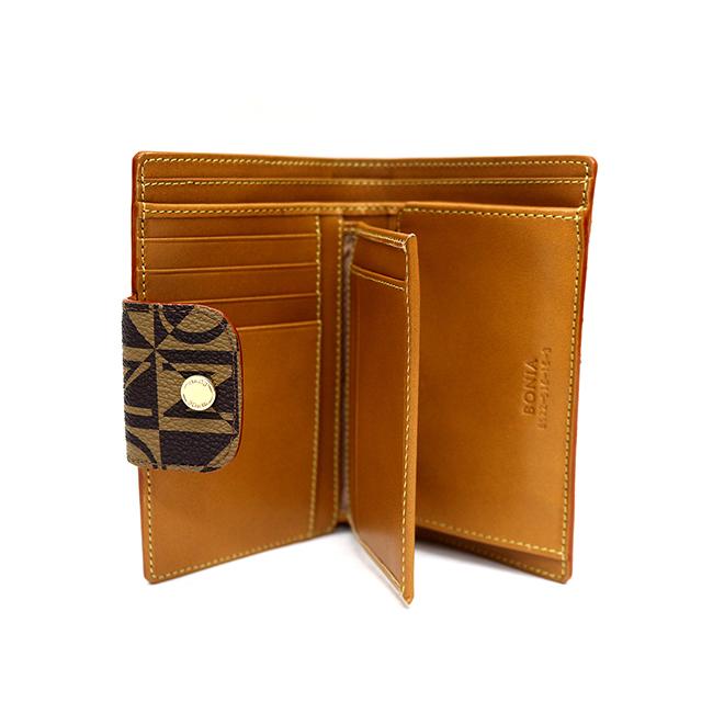 Bonia Monogram 3 Fold Genuine Leather Wallet for Men - Slim RFID Blocking Brown Wallet for Business & Travel - Perfect Gift for Dad, Husband, Boyfriend