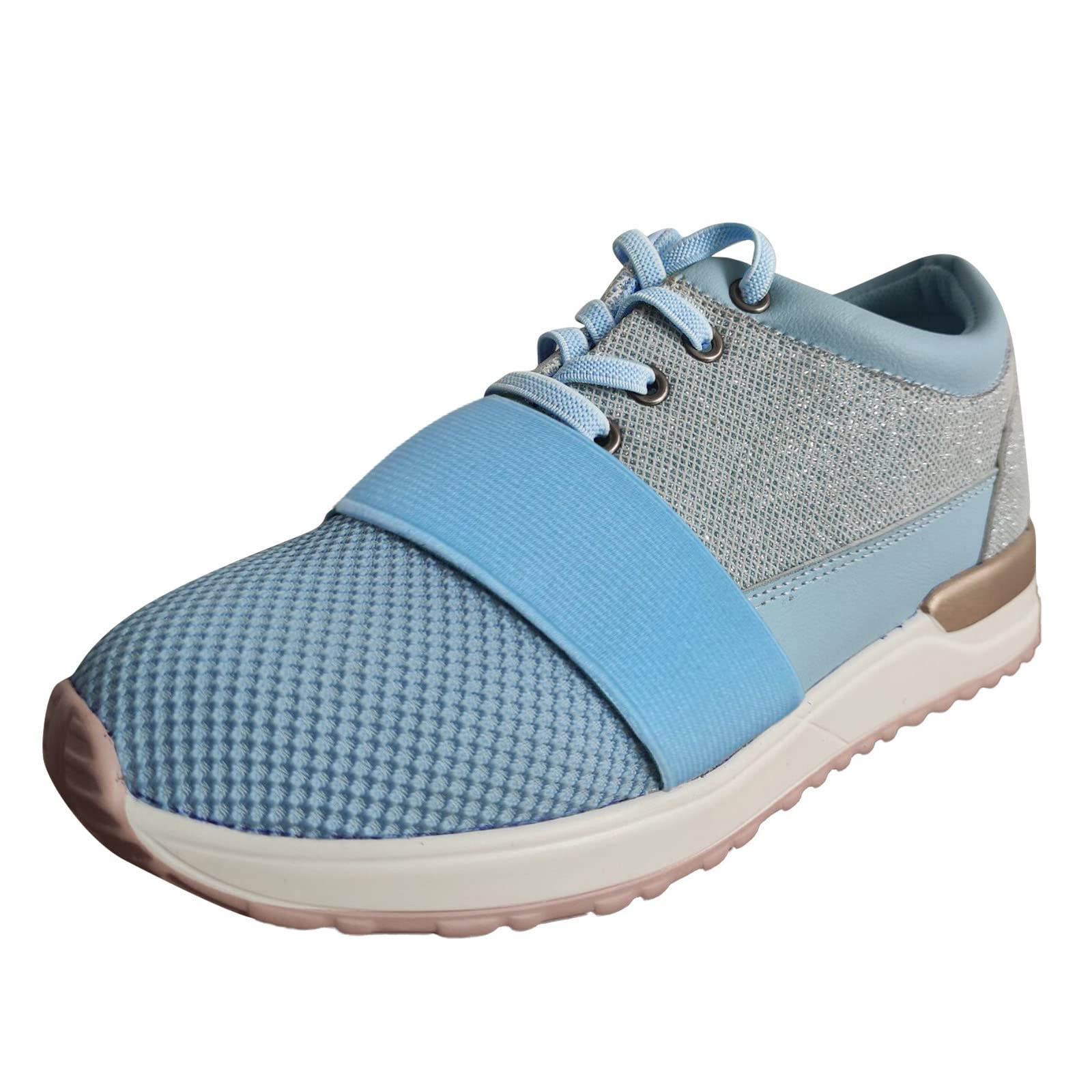 Women's Wide Width Platform Sneakers - Glitter Lace Up Casual Shoes with Wedge Heel for Summer | Comfortable Walking Shoes for Women, Fashion Sneakers for Daily Wear, Work & Outdoor Activities