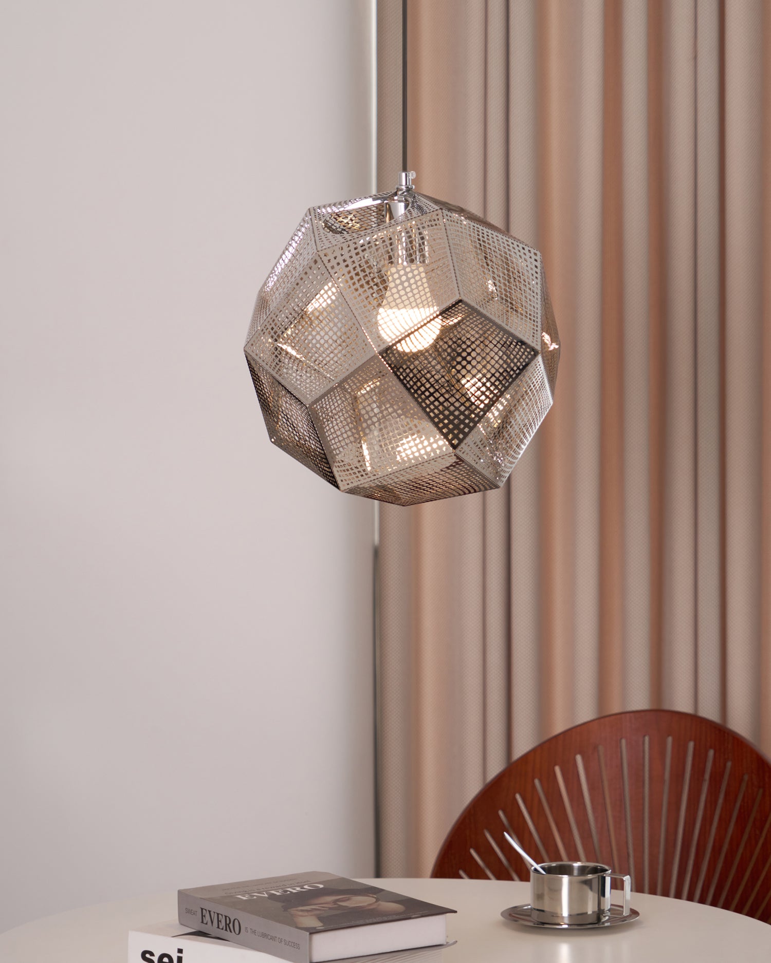 Modern Etch Pendant Light - Handcrafted Glass Shade with Adjustable Hanging Cord - Perfect for Kitchen Island, Dining Room & Bedroom Lighting Decor