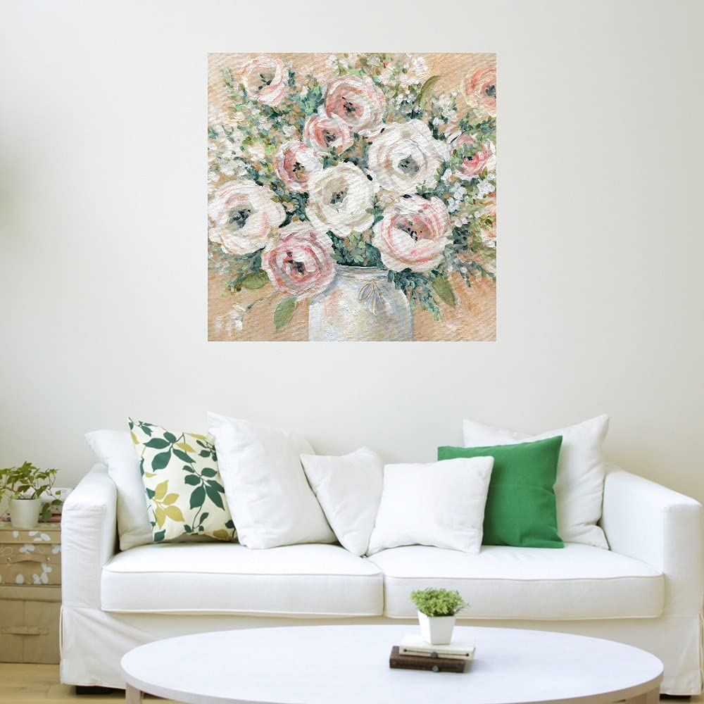 Pretty in Pink Abstract Floral Canvas Wall Art by Carol Robinson - 32x32 Inch Ready to Hang Painting for Living Room, Bedroom, Office Decor - Modern Home & Gift Idea for Women