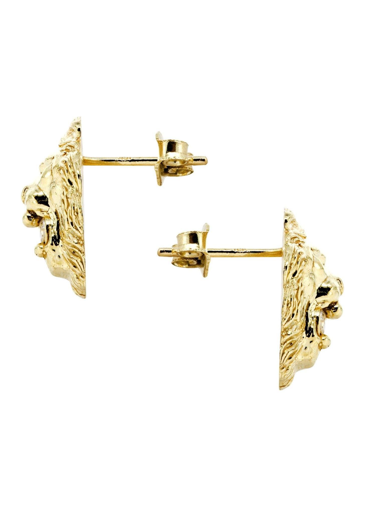 10K Gold Lion Head Earrings for Men - 3/8 Inches Wide - Durable & Stylish Men's Jewelry for Parties, Gifts & Everyday Wear