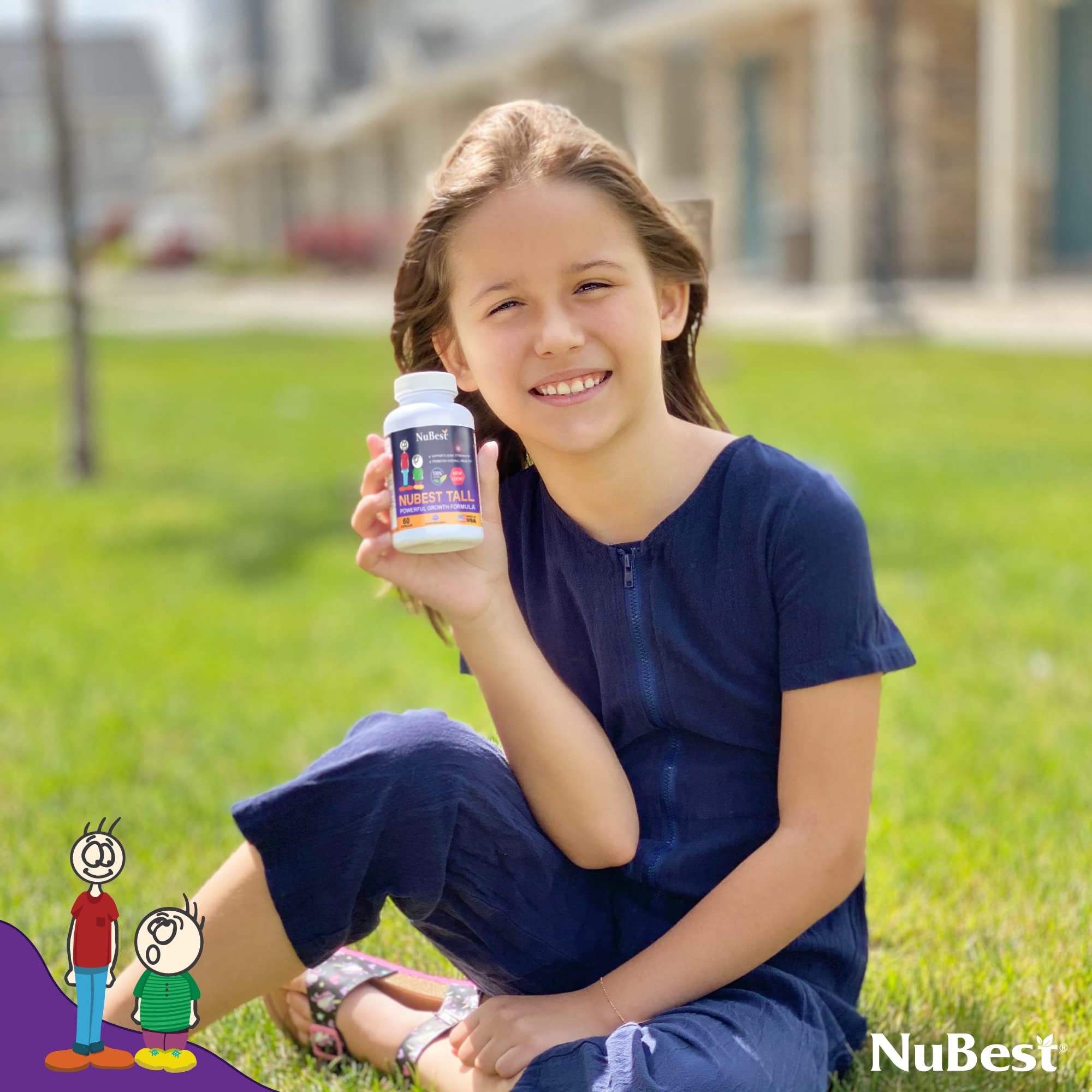 NuBest Tall Kids & Teens Height Growth Supplement - Calcium, Collagen & Herbs for Strong Bones, Immunity & Healthy Development - Ideal for Children 5+ Who Don't Drink Milk Daily - 2 Pack (2 Months Supply) - Perfect for School-Age Growth Support & Active Lifestyles