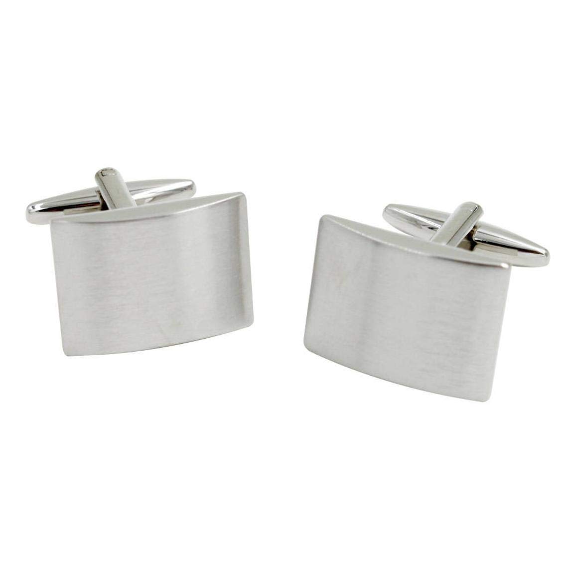 Premium Plain Silver Rectangle Cufflinks for Men - Elegant Grey Wedding Cuff Links | Chrome Groom & Groomsmen Gift Set | Perfect for Formal Events, Business Attire & Special Occasions